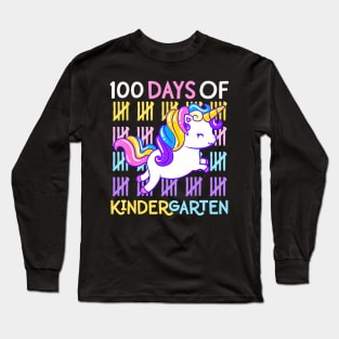 100 Days of Kindergarten Unicorn Teacher Girls Toddler Kids Long Sleeve T-Shirt